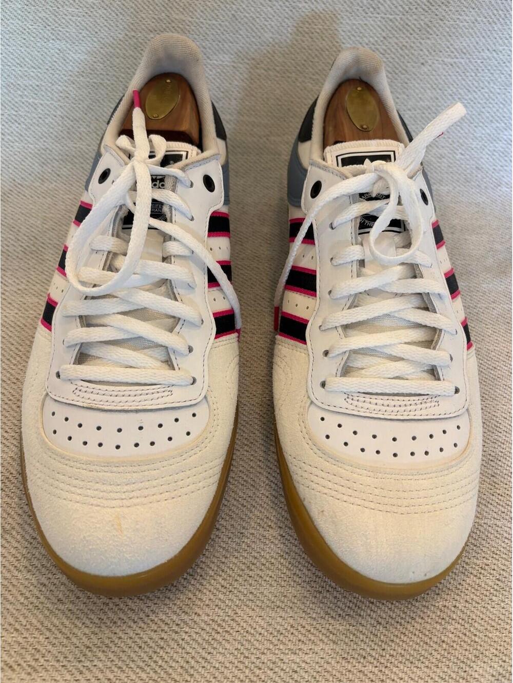 Adidas Handball Top White Black Pink Suede Gum Sole Sneakers CQ2313 Men's 10.5